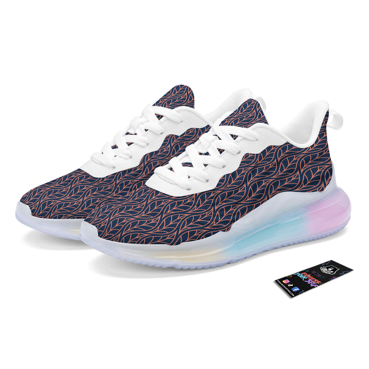 Geometric Leaf Vintage Print Pattern Running Sneakers-grizzshop