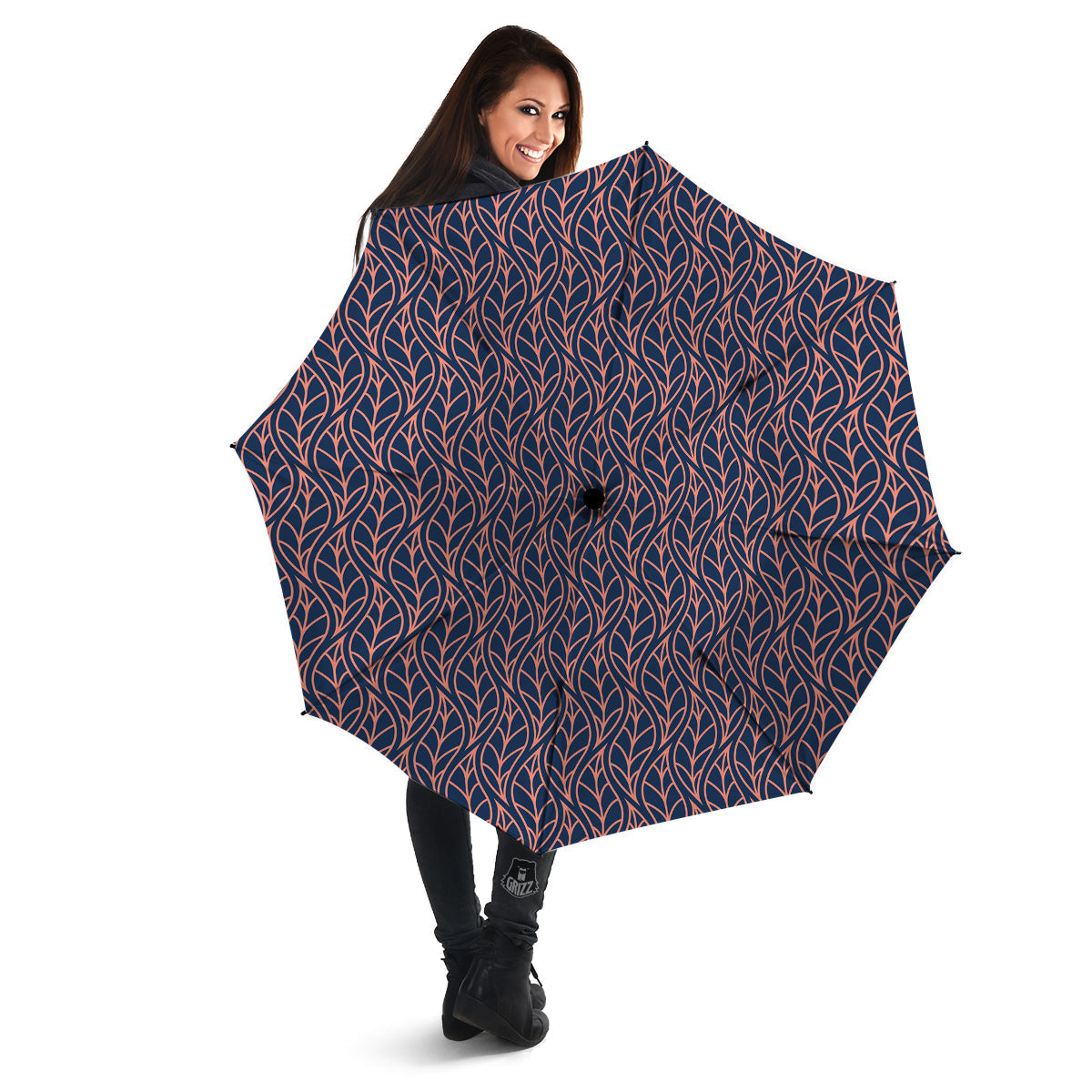 Geometric Leaf Vintage Print Pattern Umbrella-grizzshop