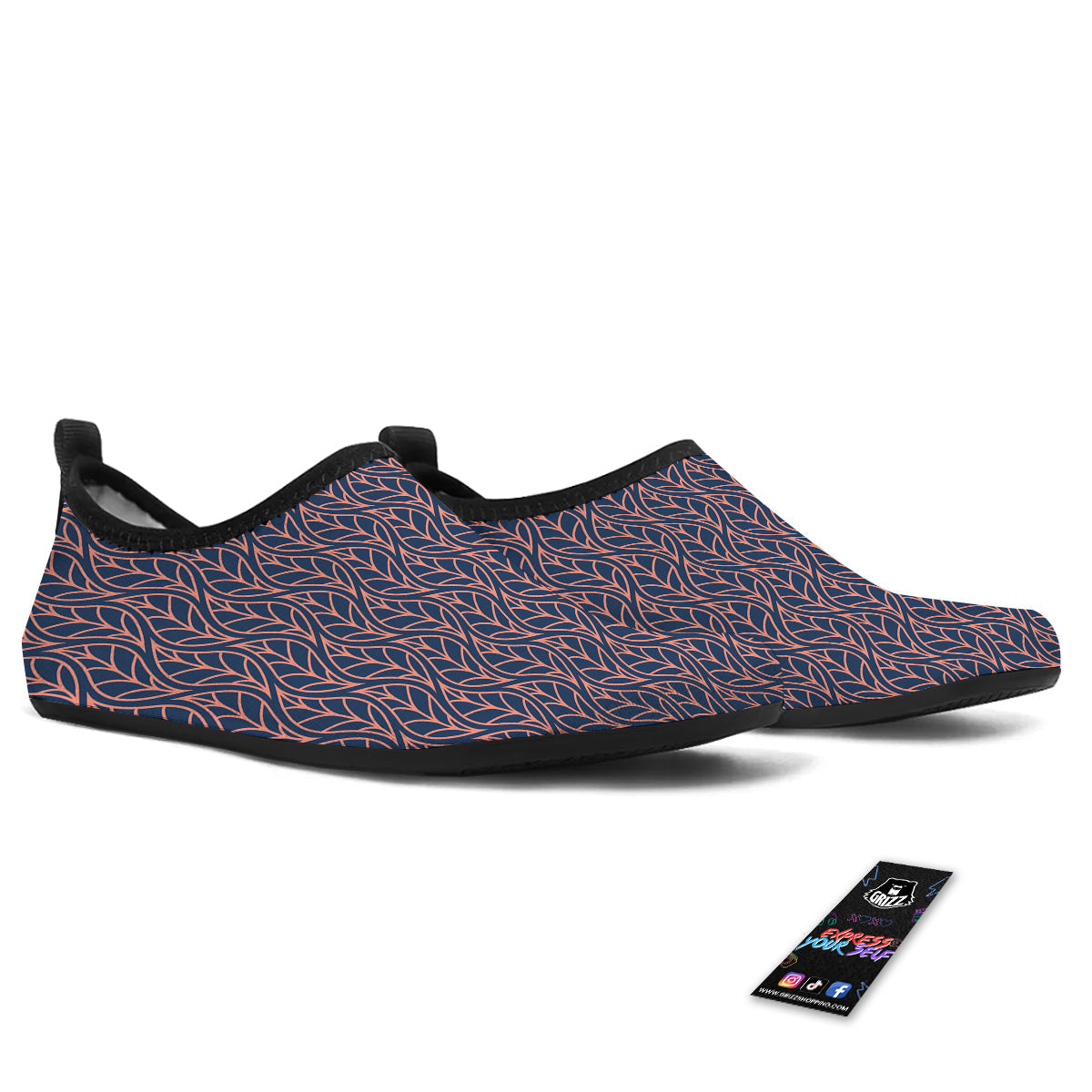 Geometric Leaf Vintage Print Pattern Water Shoes-grizzshop
