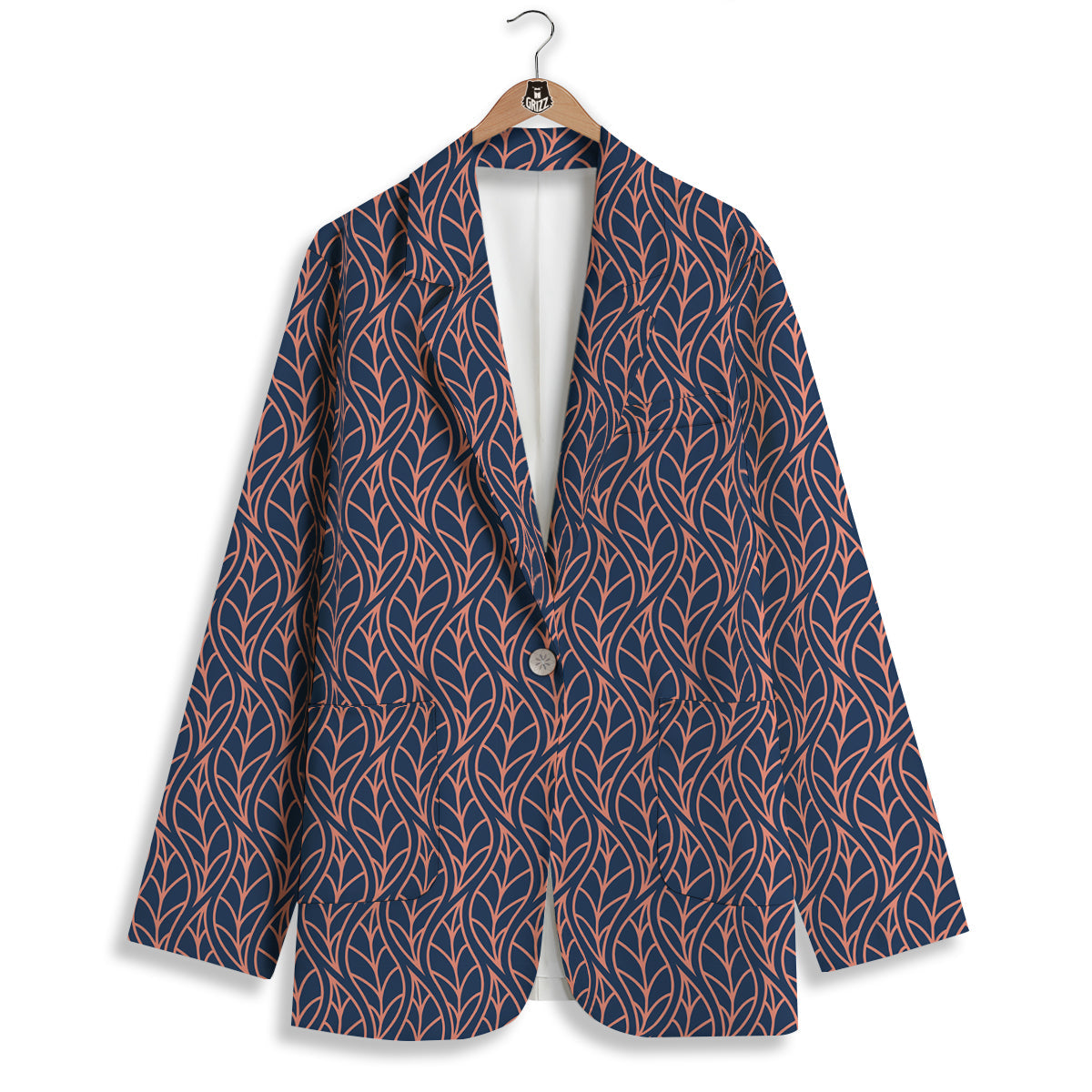 Geometric Leaf Vintage Print Pattern Women's Blazer-grizzshop