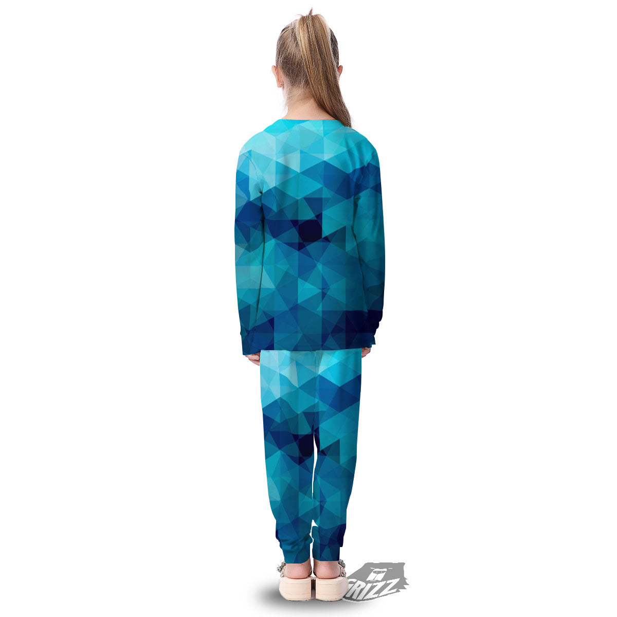 Geometric Mosaic Blue Print Kid's Pajamas-grizzshop