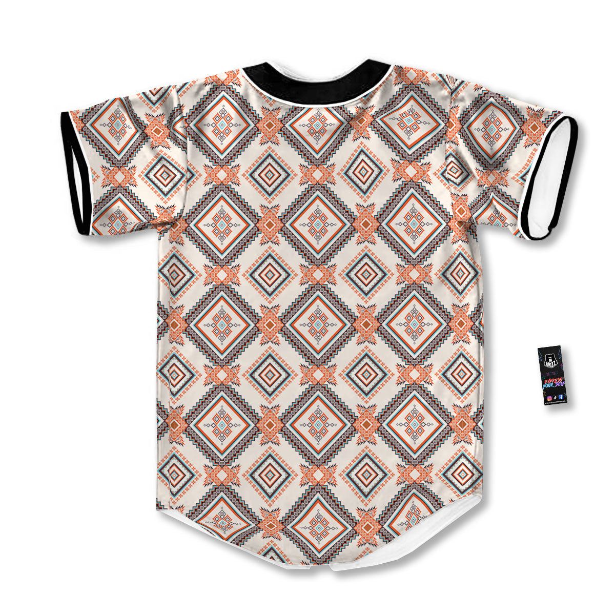 Geometric Native American Print Pattern Baseball Jersey-grizzshop