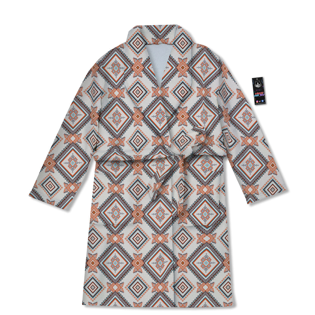 Geometric Native American Print Pattern Bathrobe-grizzshop