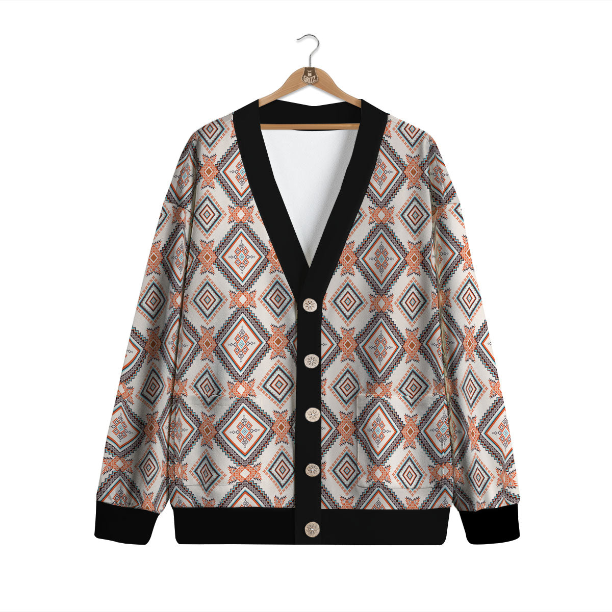 Geometric Native American Print Pattern Cardigan-grizzshop
