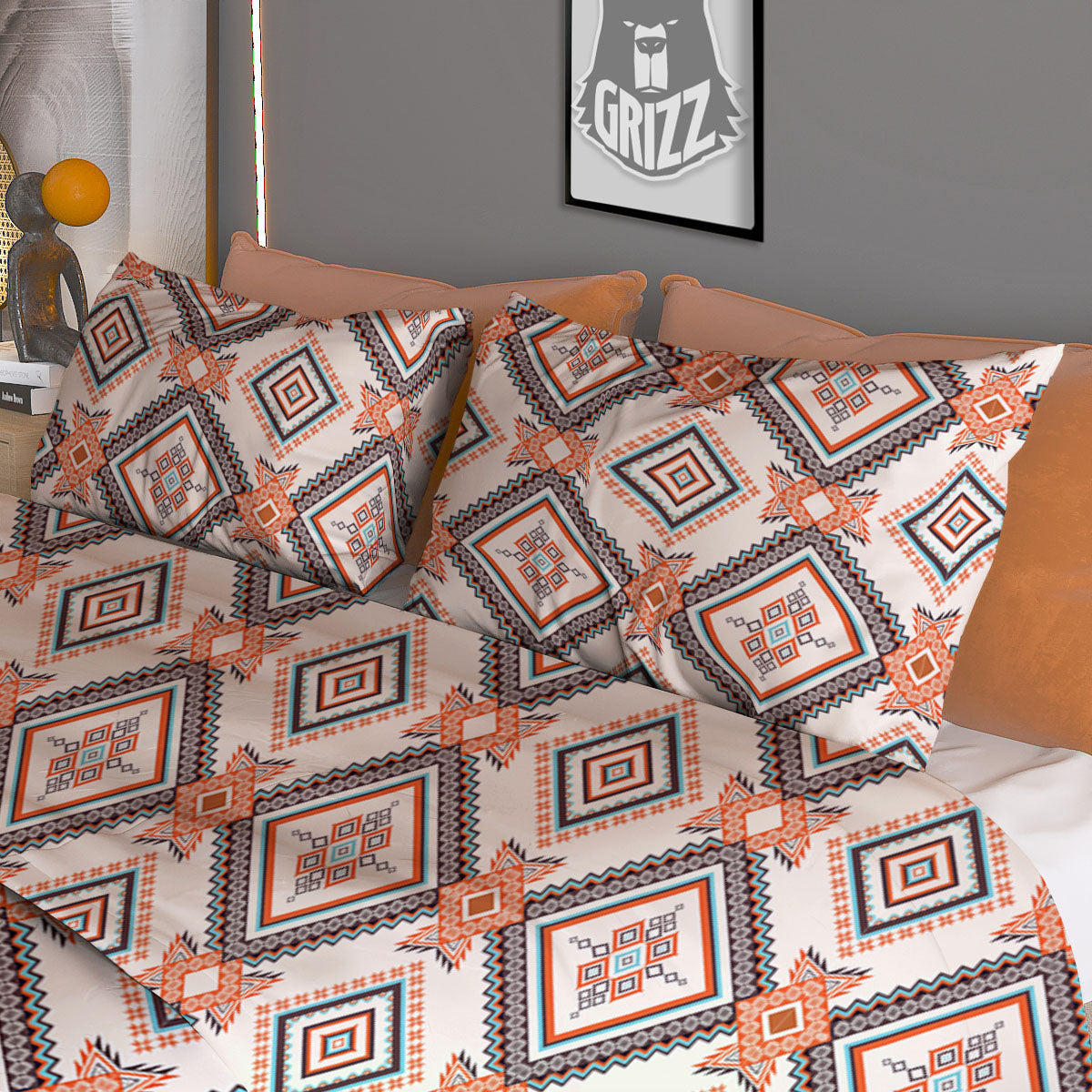 Geometric Native American Print Pattern Duvet Cover Bedding Set