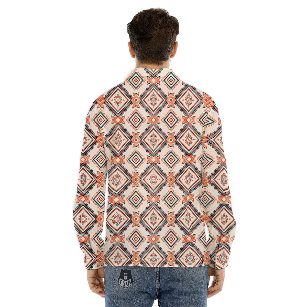 Geometric Native American Print Pattern Men's Dress Shirts-grizzshop