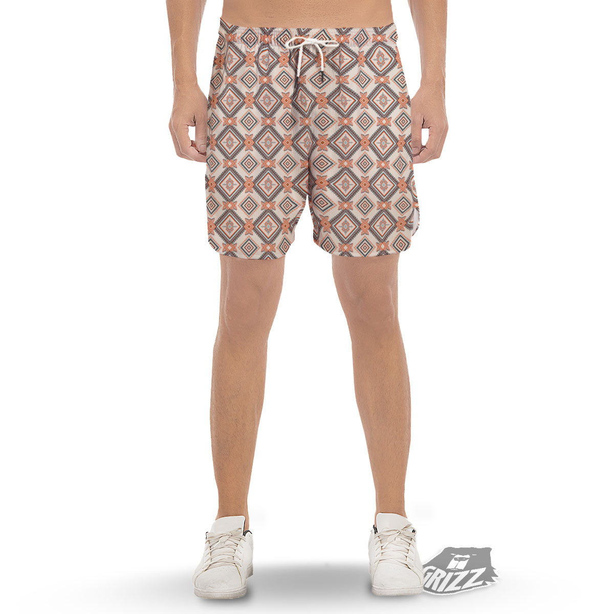 Geometric Native American Print Pattern Men's Gym Shorts-grizzshop