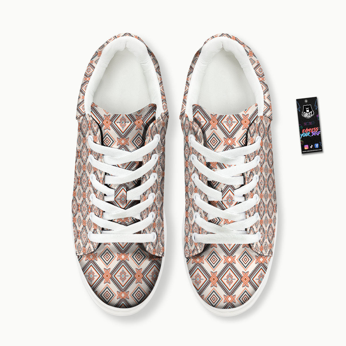 Geometric Native American Print Pattern Platform Shoes-grizzshop