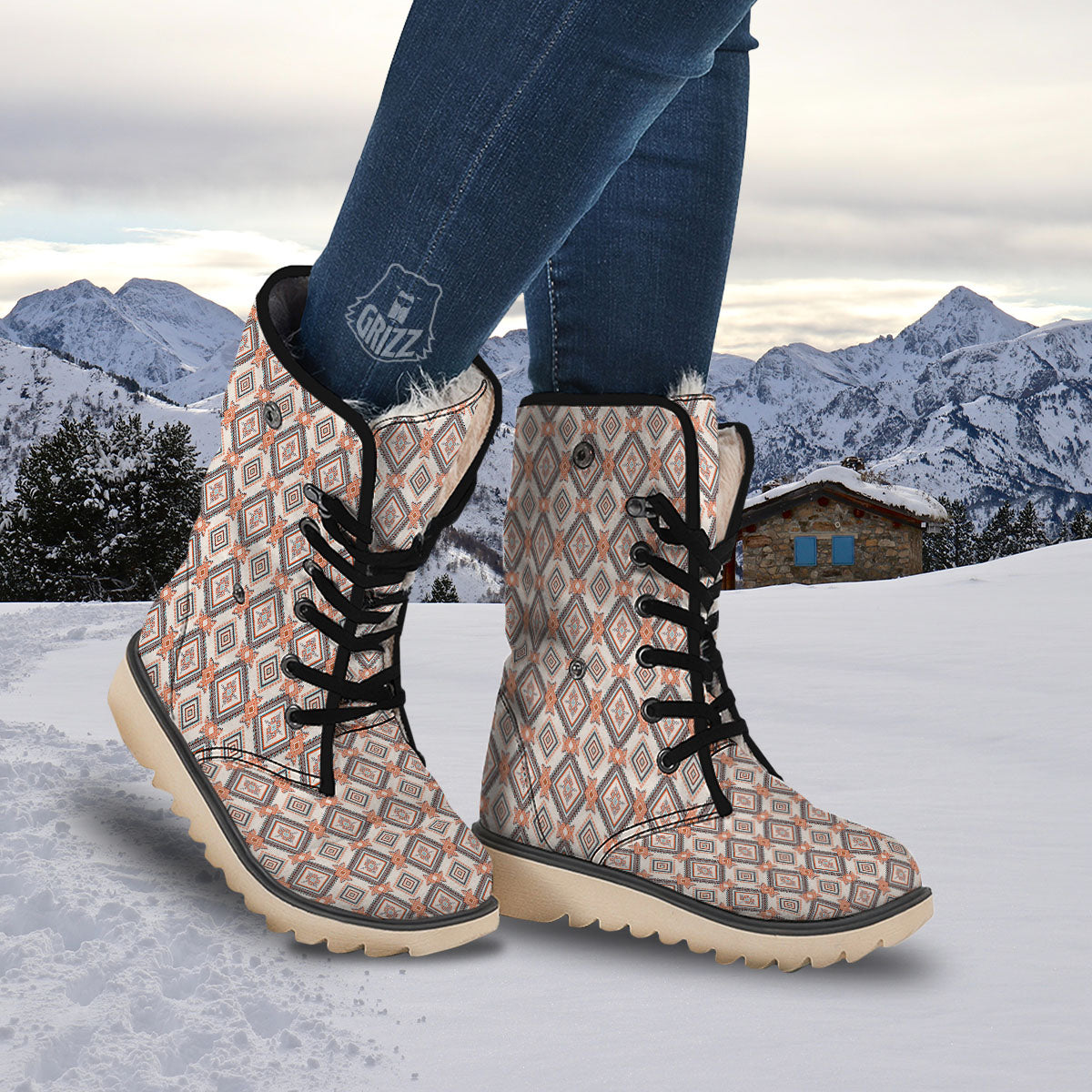 Geometric Native American Print Pattern Snow Boots-grizzshop