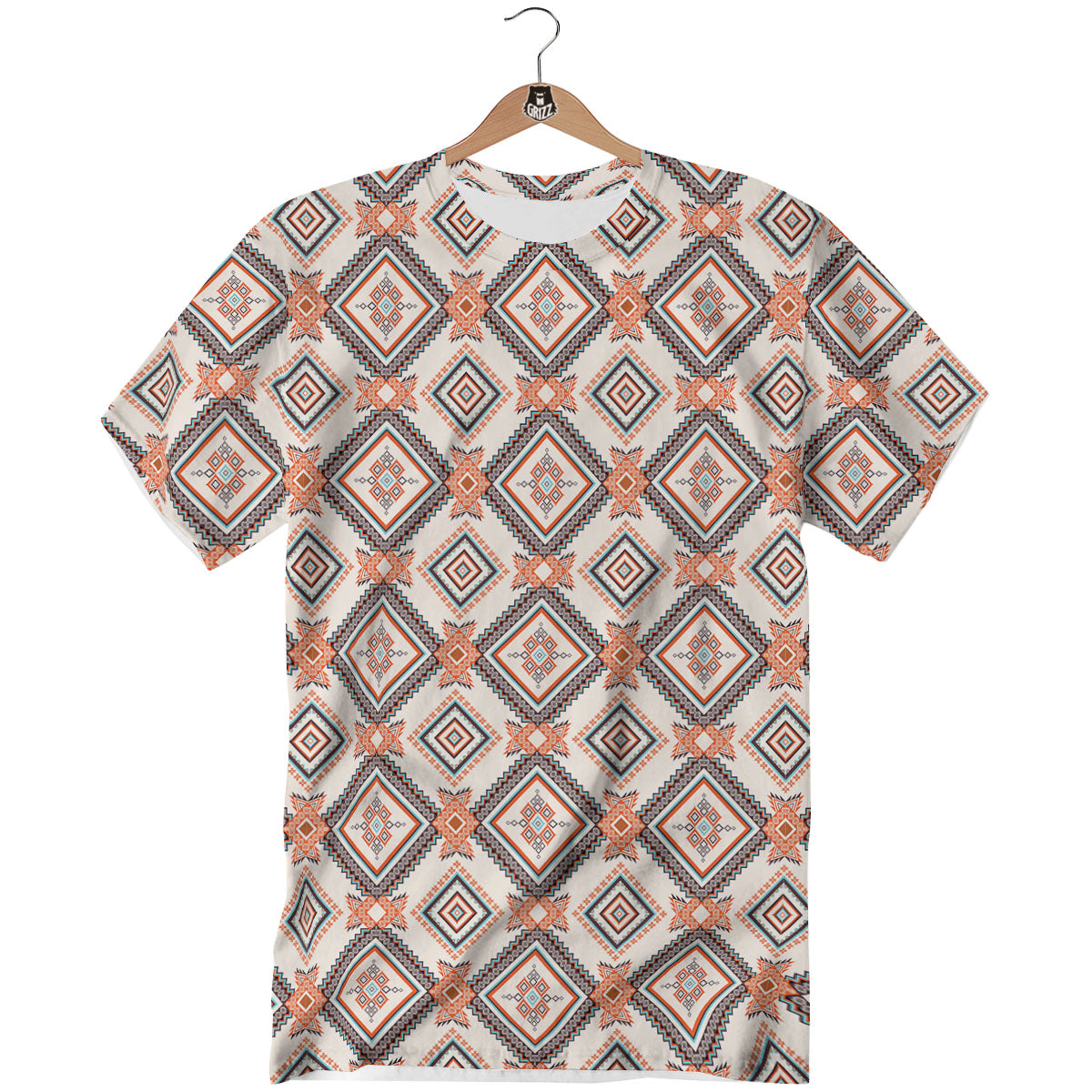Geometric Native American Print Pattern T-Shirt-grizzshop