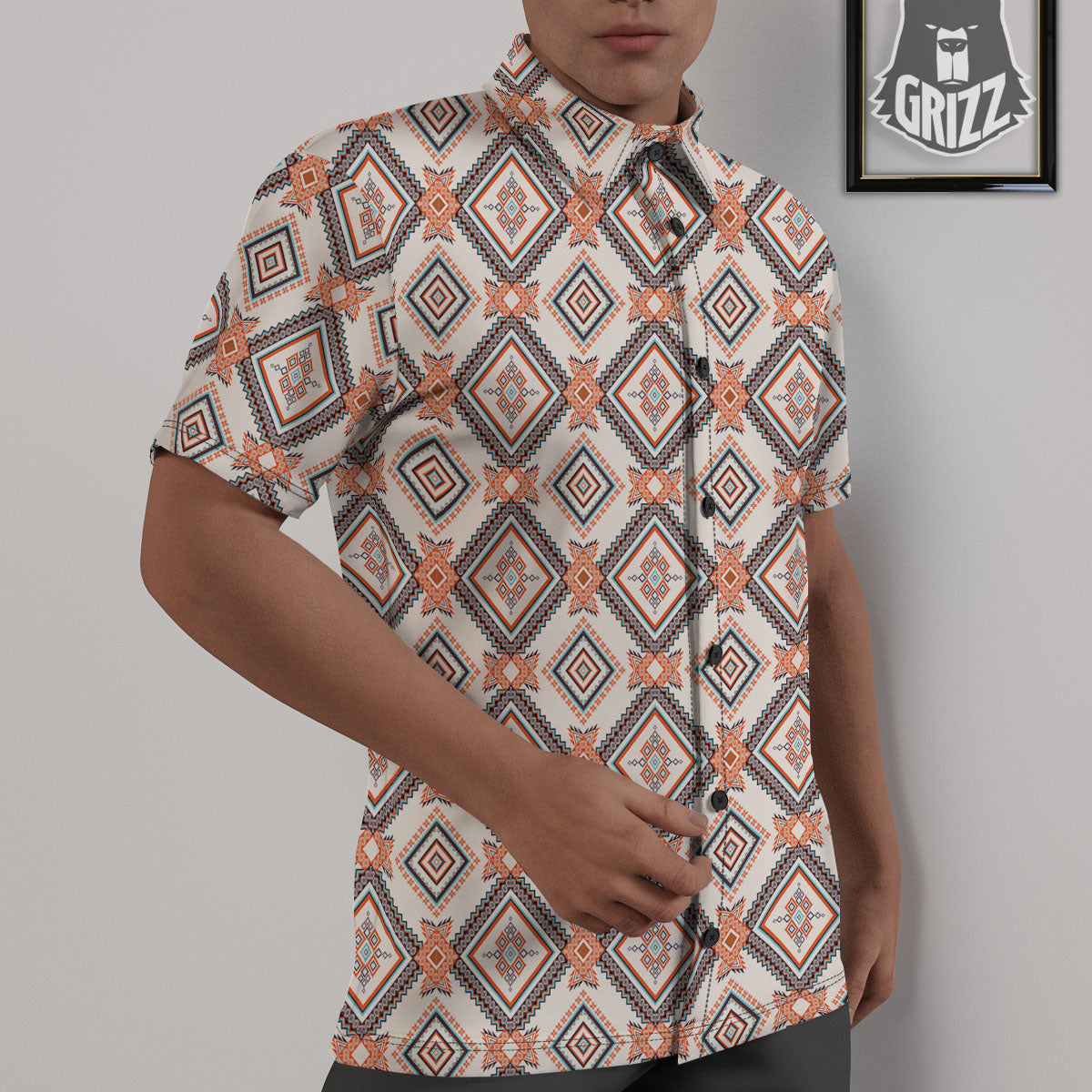 Geometric Native American Print Pattern Untucked Shirts-grizzshop