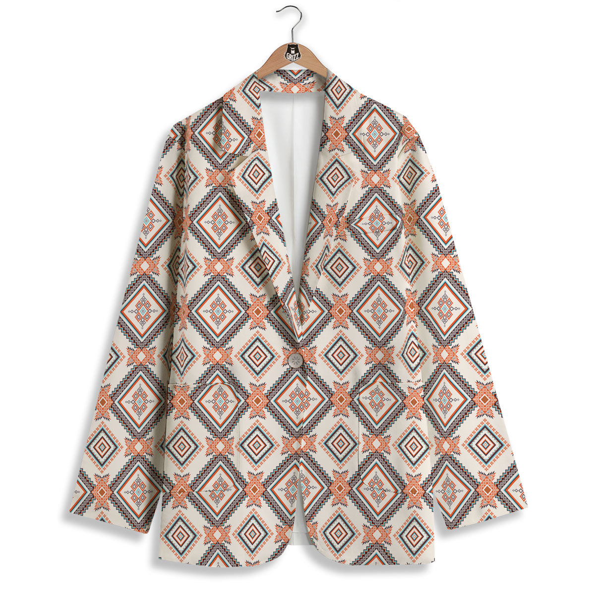 Geometric Native American Print Pattern Women's Blazer-grizzshop