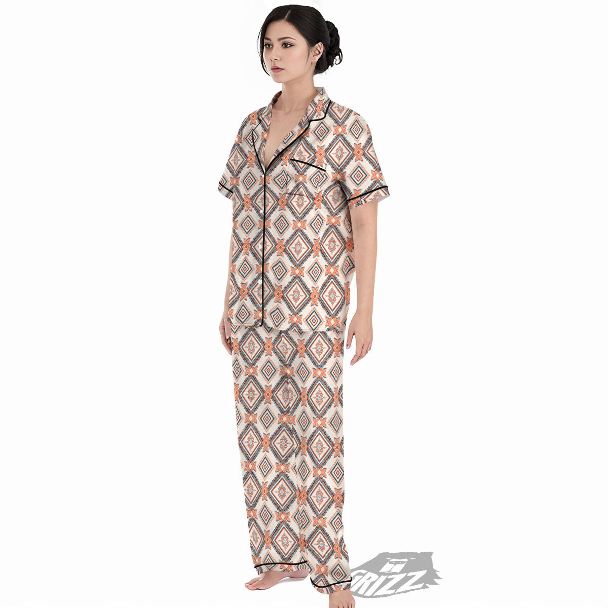 Geometric Native American Print Pattern Women's Pajamas Set-grizzshop