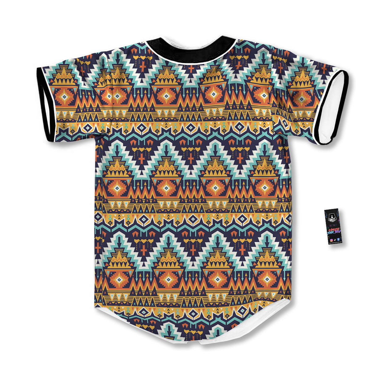 Geometric Navajo Print Pattern Baseball Jersey-grizzshop