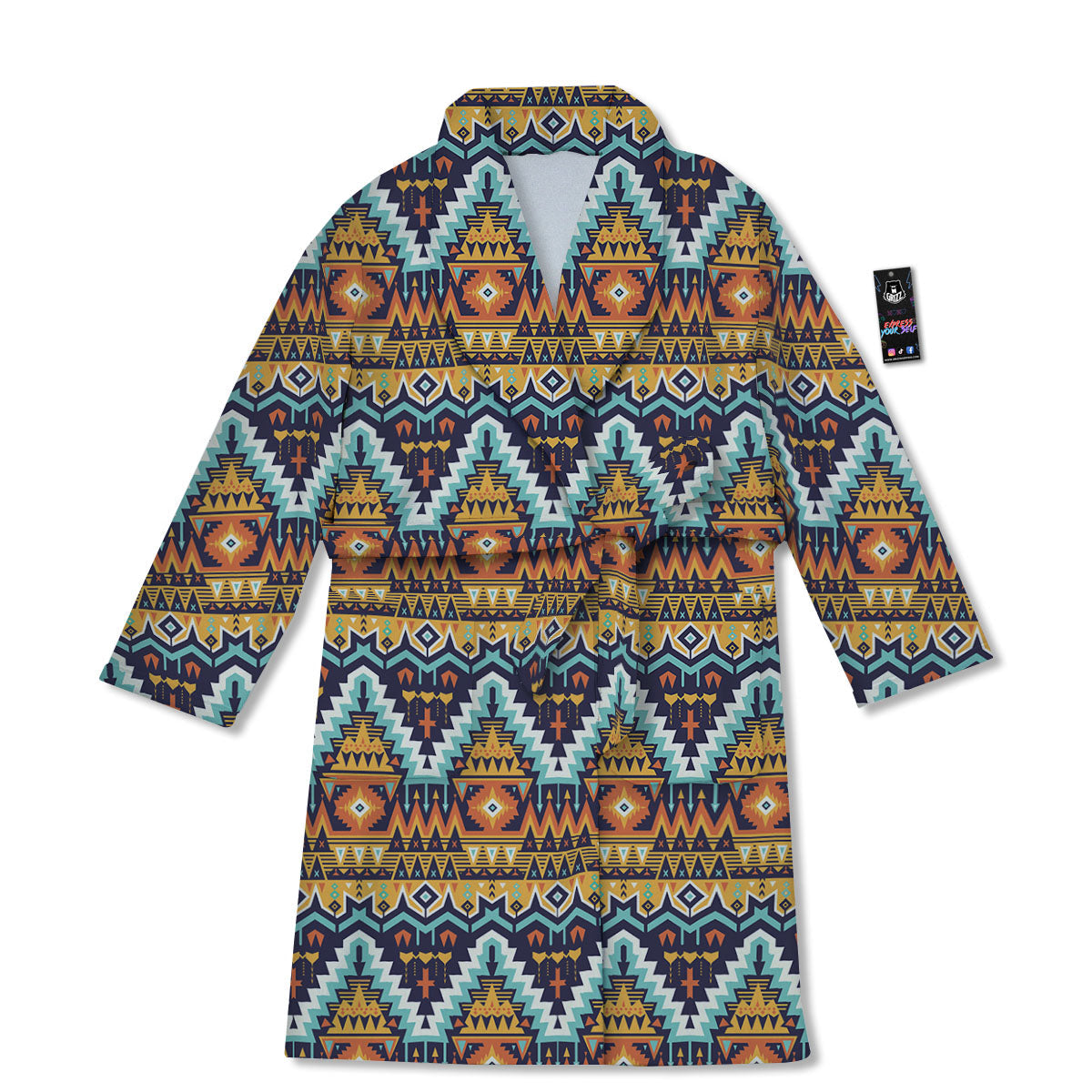 Geometric Navajo Print Pattern Bathrobe-grizzshop