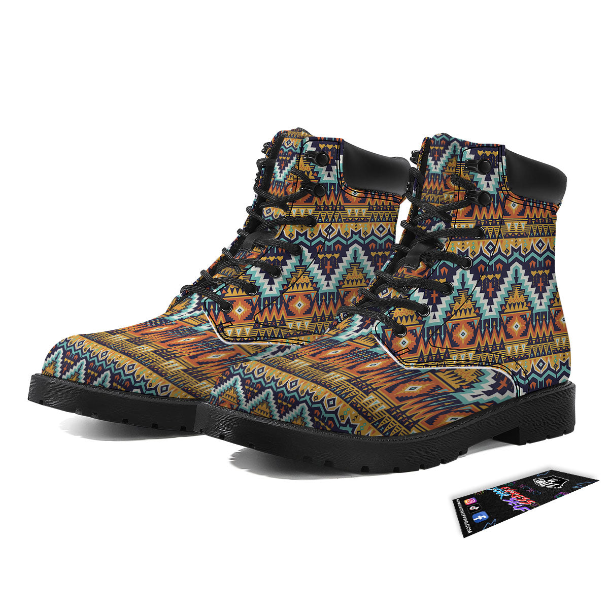 Geometric Navajo Print Pattern Boots-grizzshop