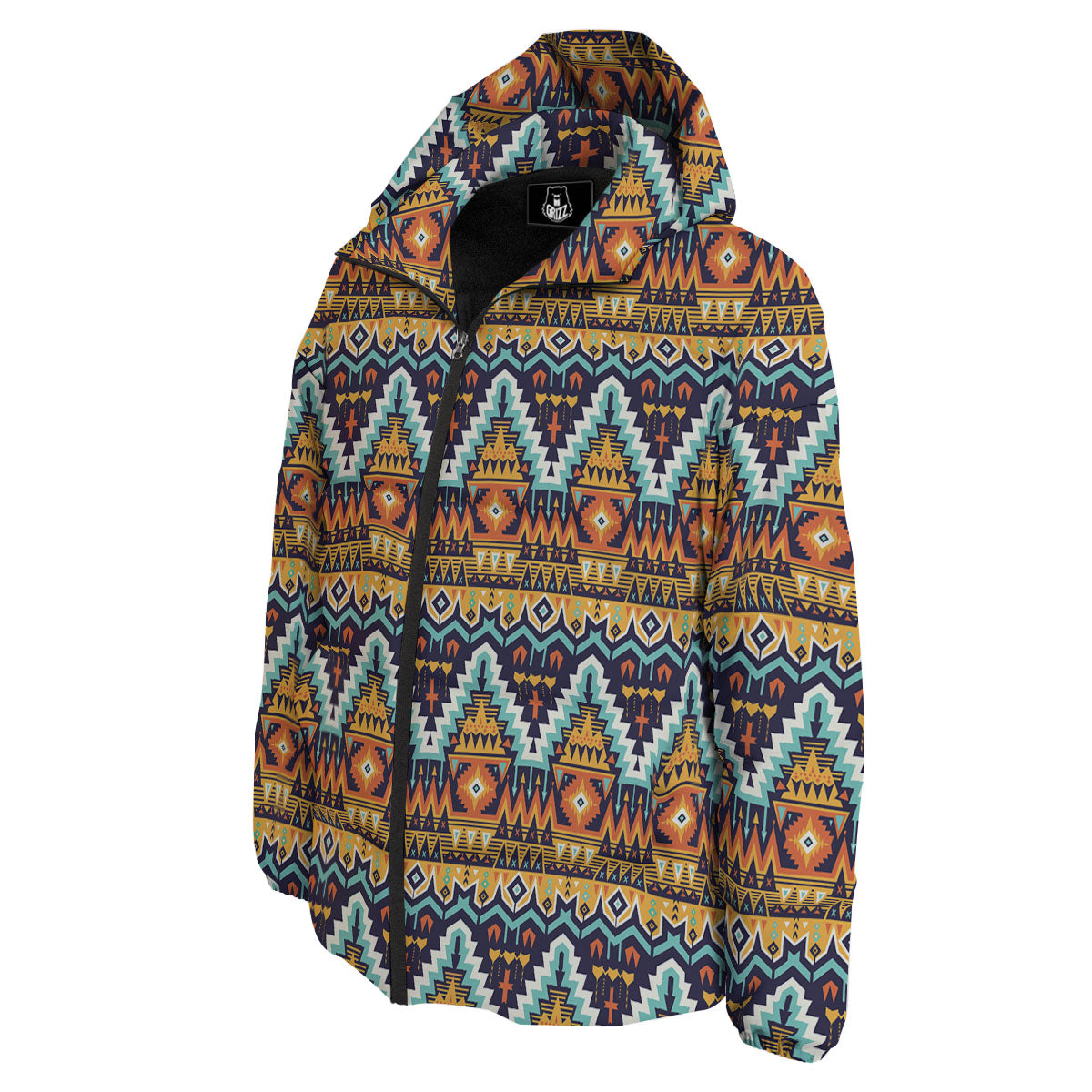 Geometric Navajo Print Pattern Down Jacket-grizzshop