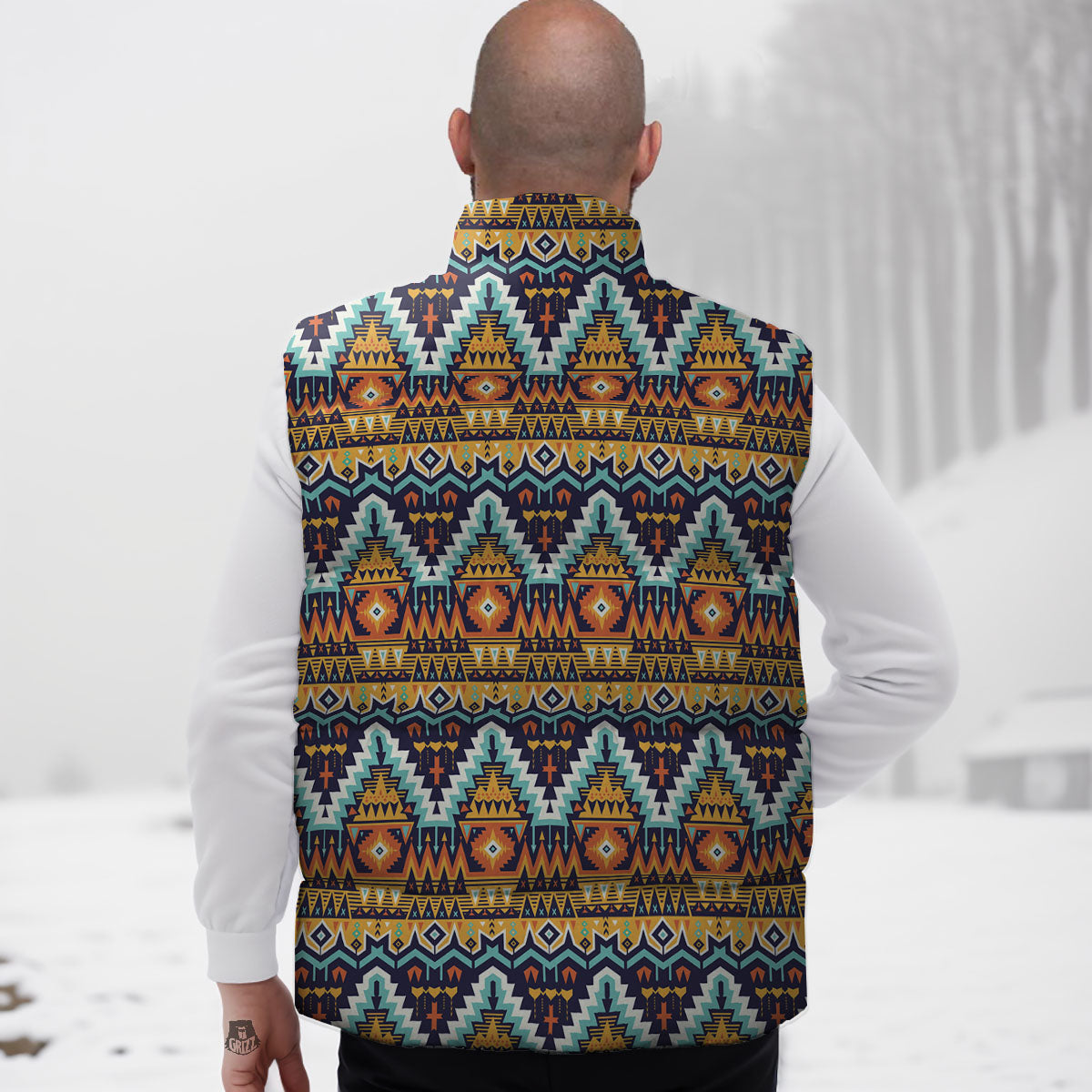 Geometric Navajo Print Pattern Down Vest