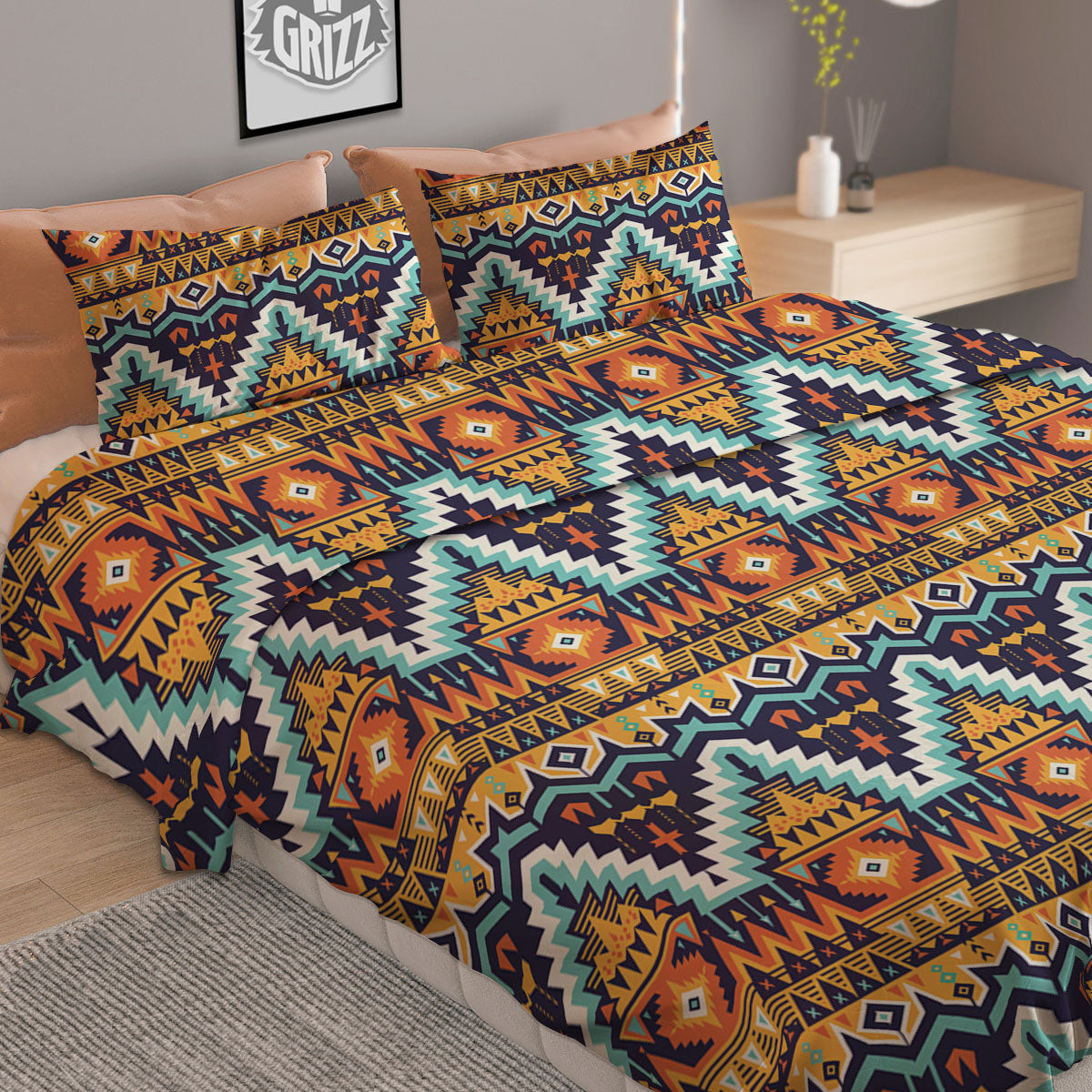 Geometric Navajo Print Pattern Duvet Cover Bedding Set