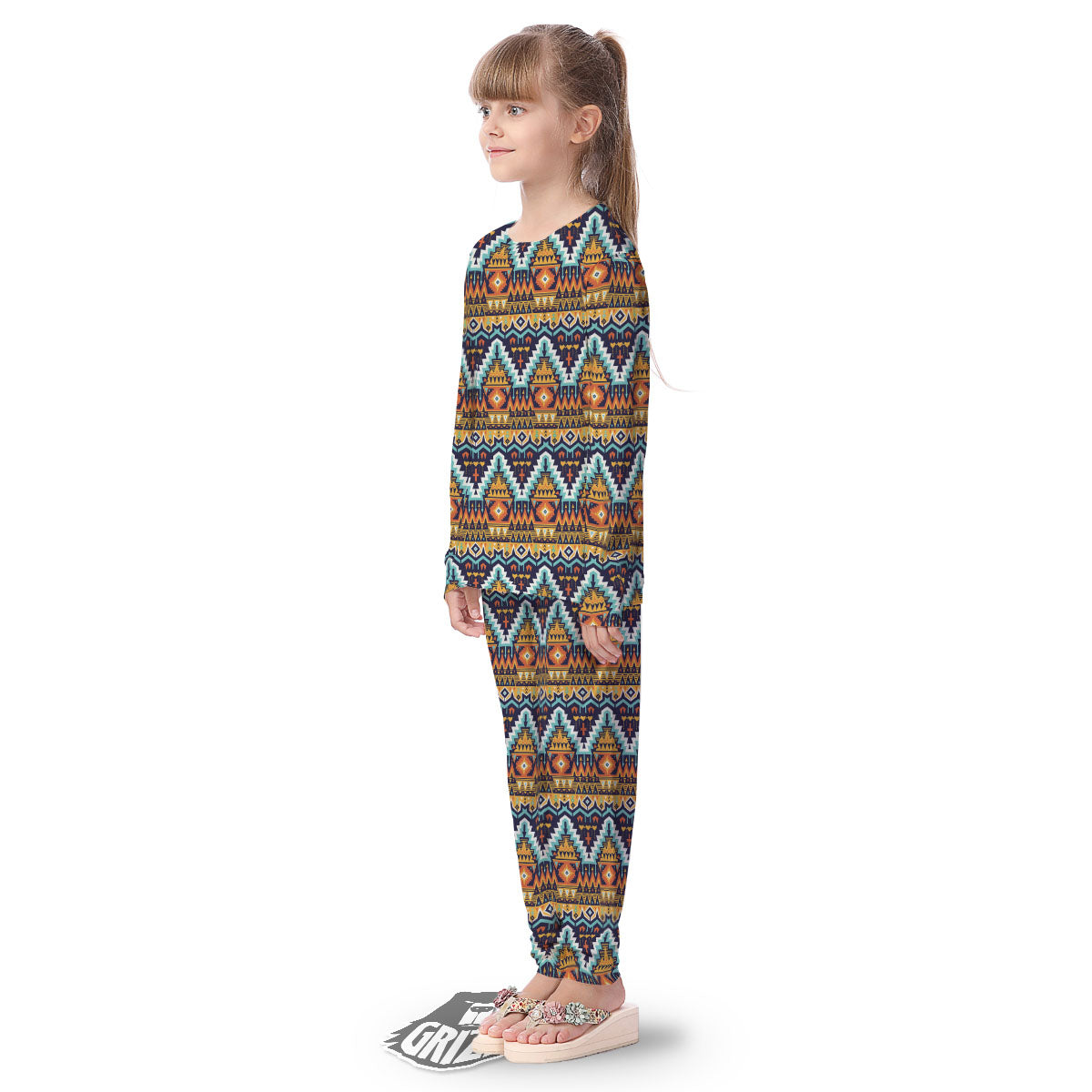 Geometric Navajo Print Pattern Kid's Pajamas-grizzshop