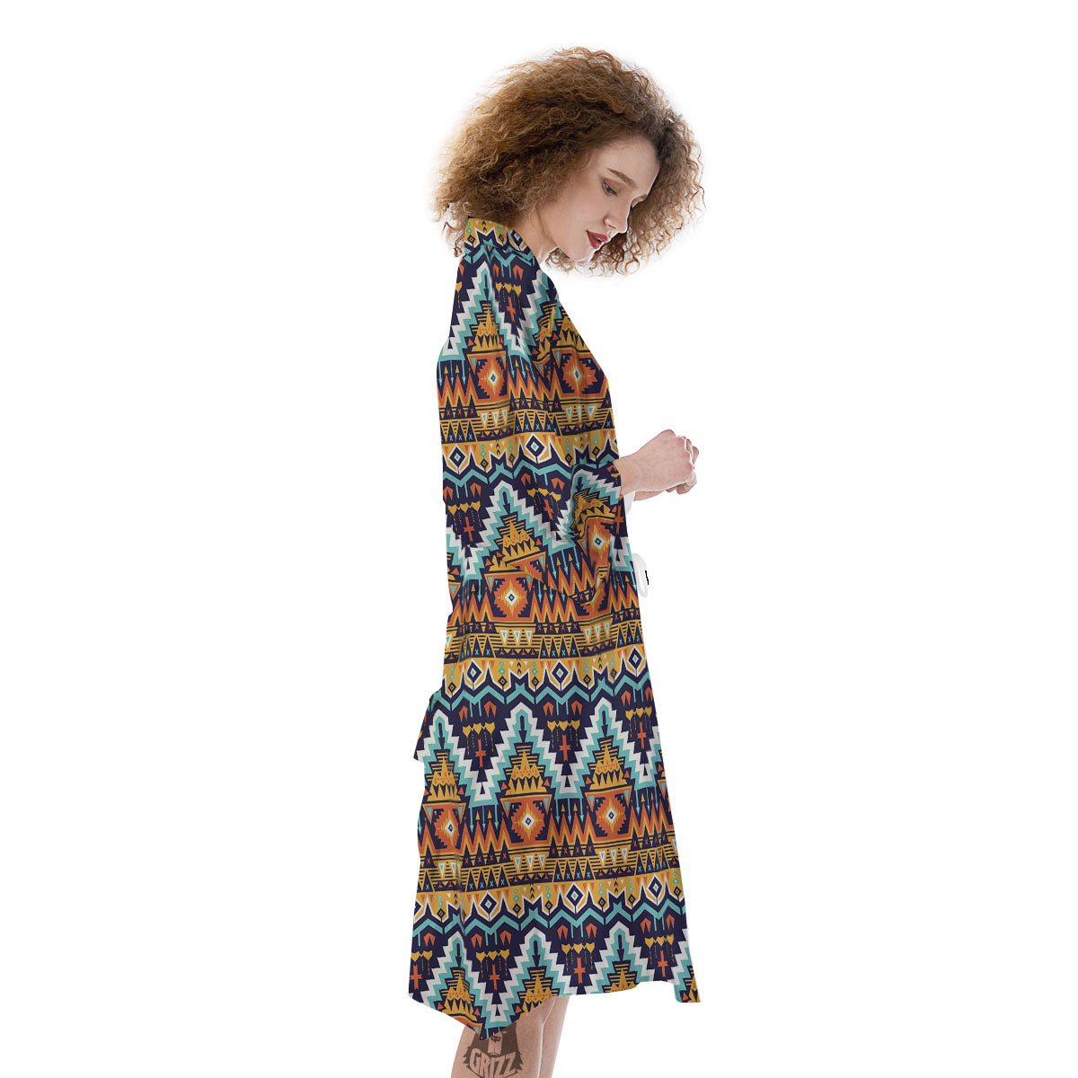 Geometric Navajo Print Pattern Kimono-grizzshop