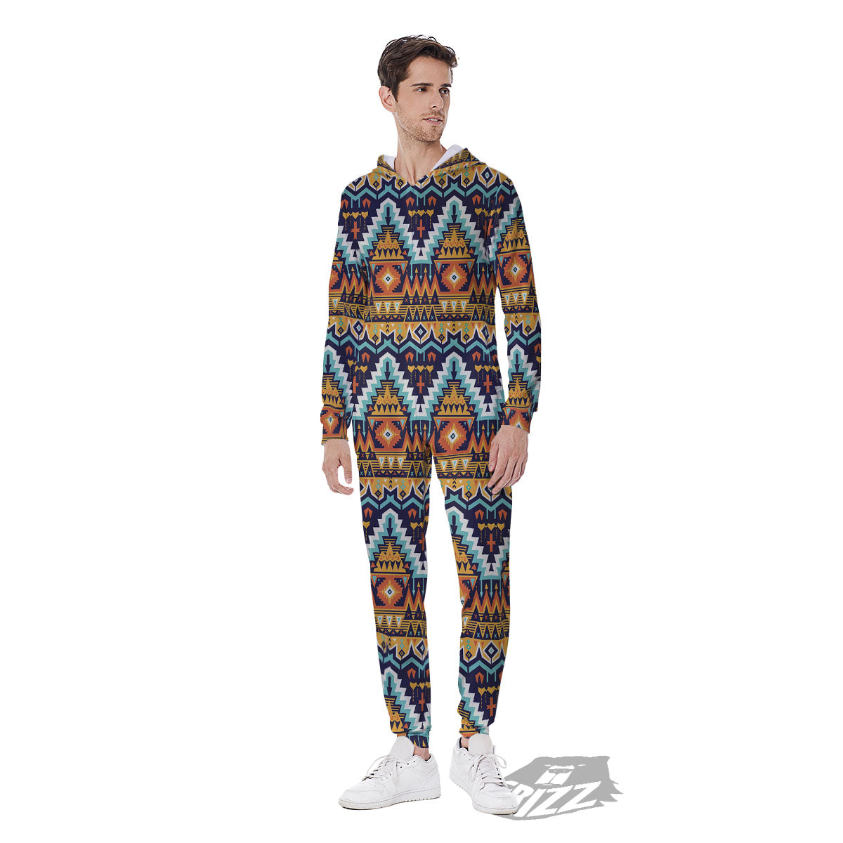 Geometric Navajo Print Pattern Men's Jumpsuit-grizzshop