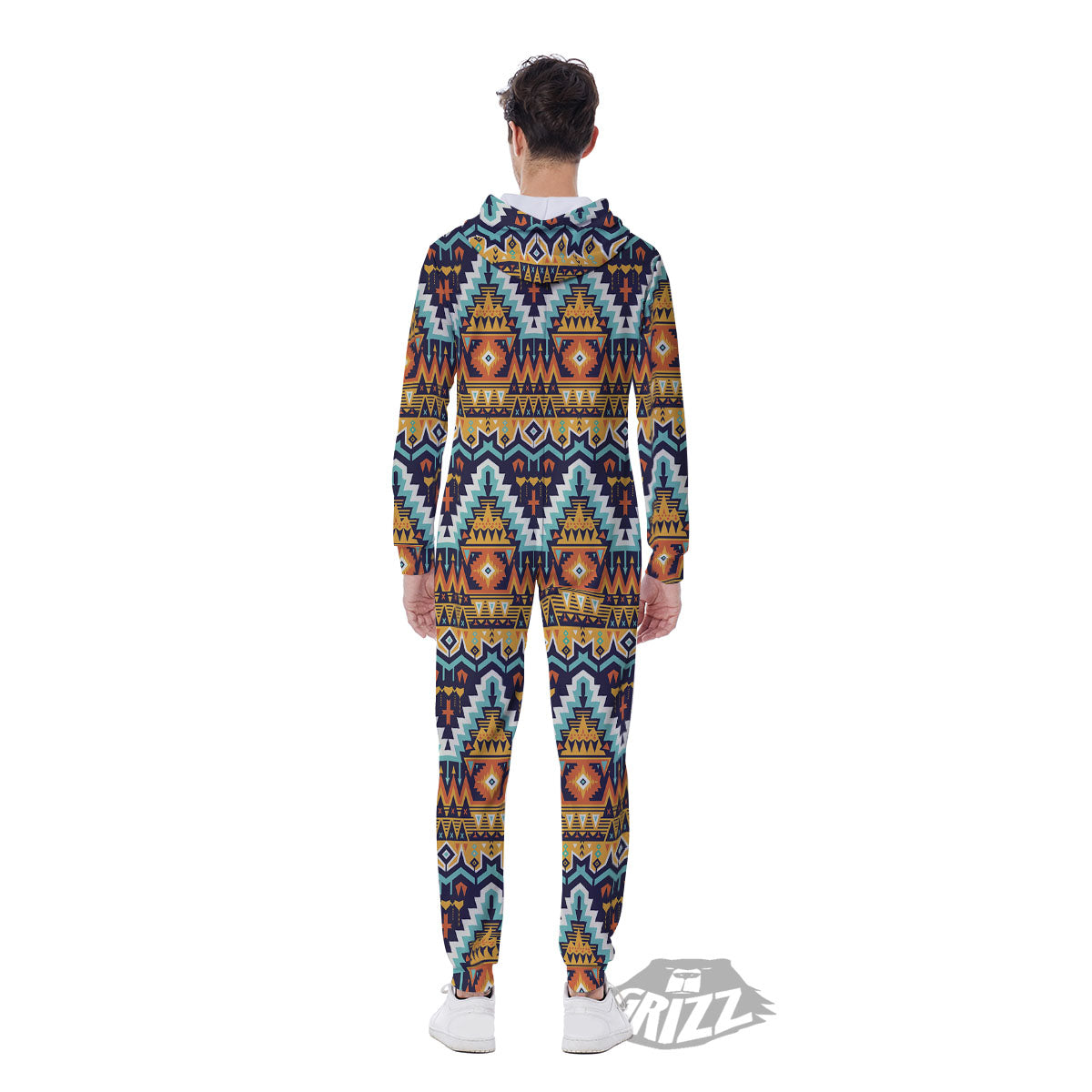 Geometric Navajo Print Pattern Men's Jumpsuit-grizzshop