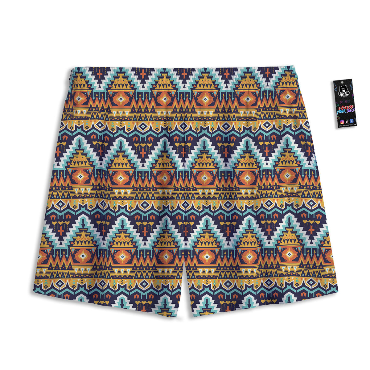 Geometric Navajo Print Pattern Mesh Shorts