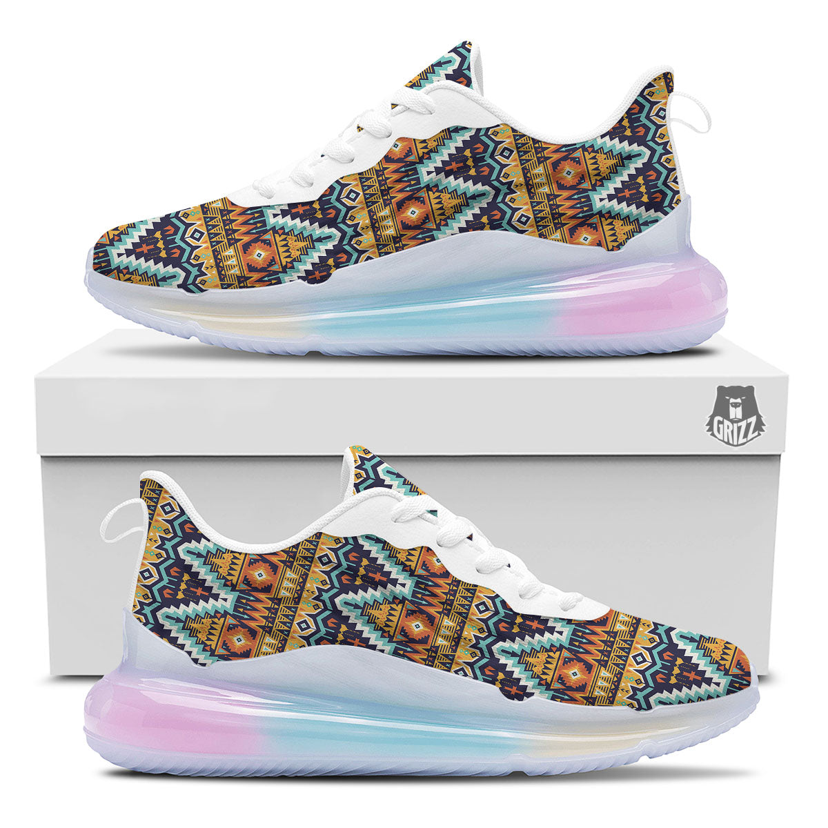 Geometric Navajo Print Pattern Running Sneakers-grizzshop