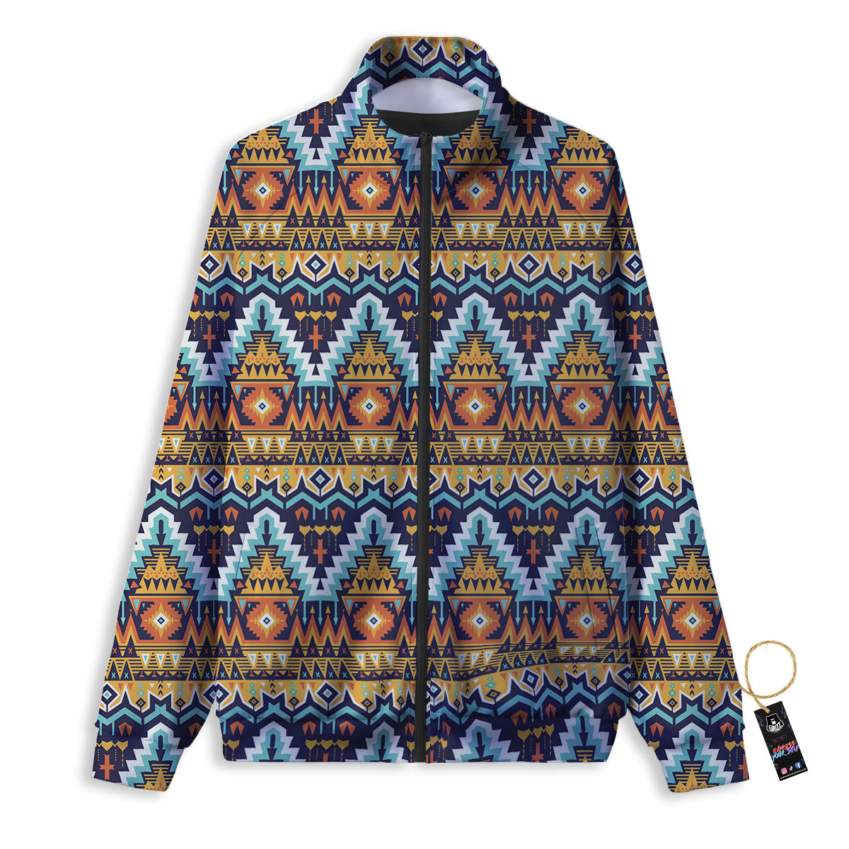Geometric Navajo Print Pattern Track Jacket-grizzshop