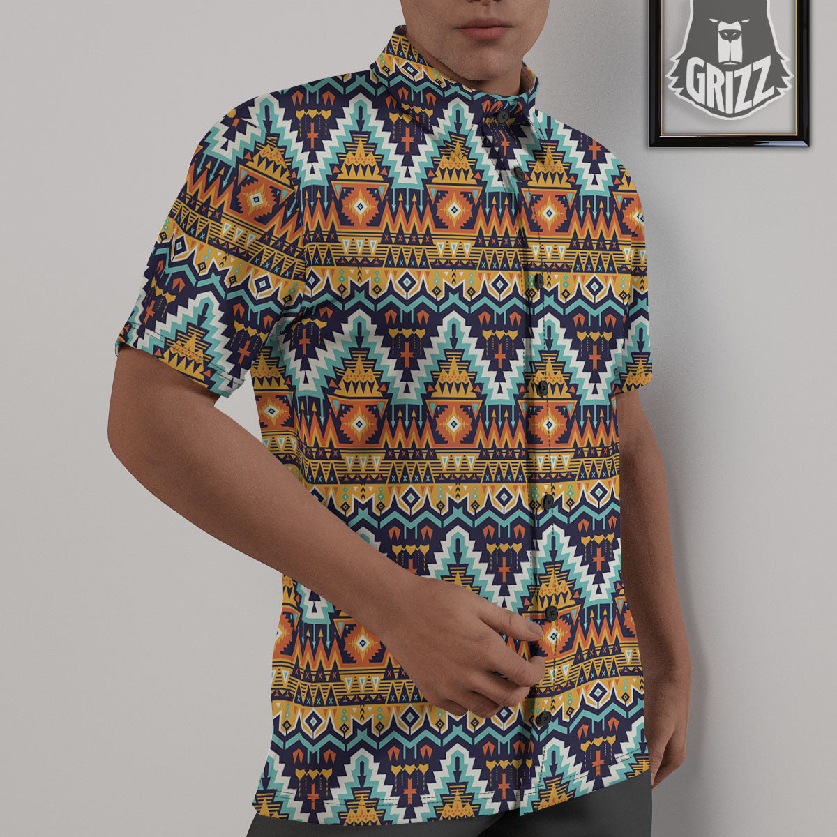 Geometric Navajo Print Pattern Untucked Shirts-grizzshop
