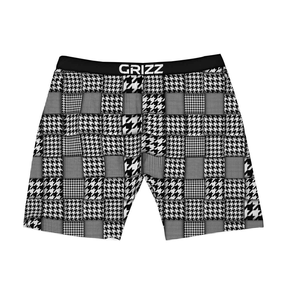 Geometric Patchwork Houndstooth Print Pattern Boxer Briefs-grizzshop