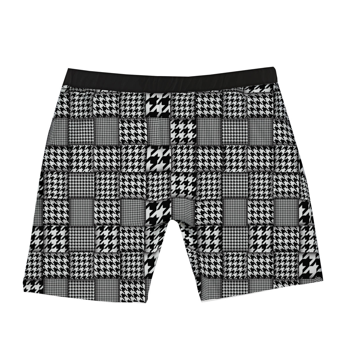 Geometric Patchwork Houndstooth Print Pattern Boxer Briefs-grizzshop