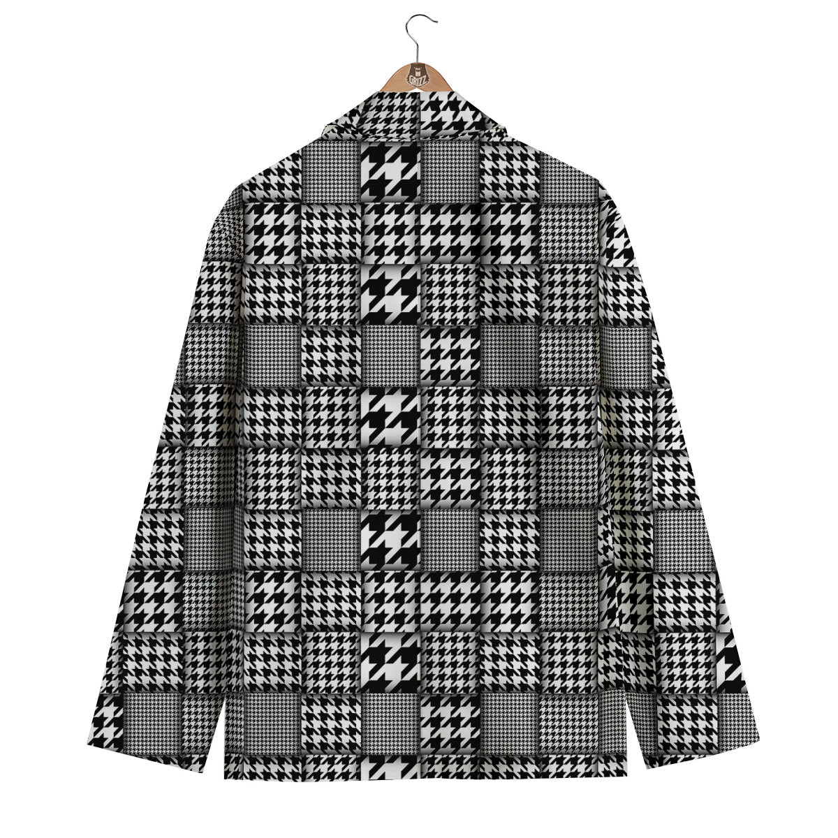 Geometric Patchwork Houndstooth Print Pattern Men's Blazer-grizzshop