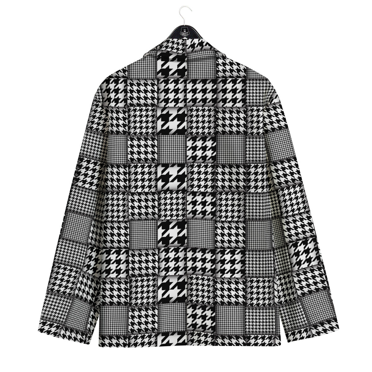 Geometric Patchwork Houndstooth Print Pattern Men's Sport Coat-grizzshop