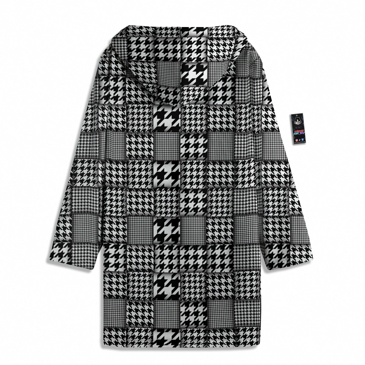 Geometric Patchwork Houndstooth Print Pattern Men's Windbreaker Jacket-grizzshop