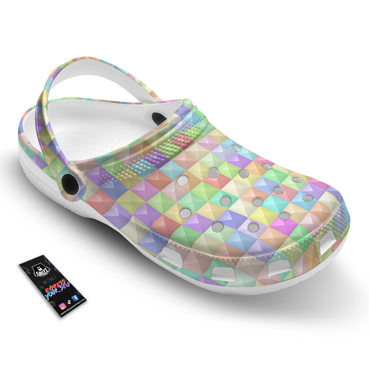 Geometric Polygonal Colorful Print Clog-grizzshop