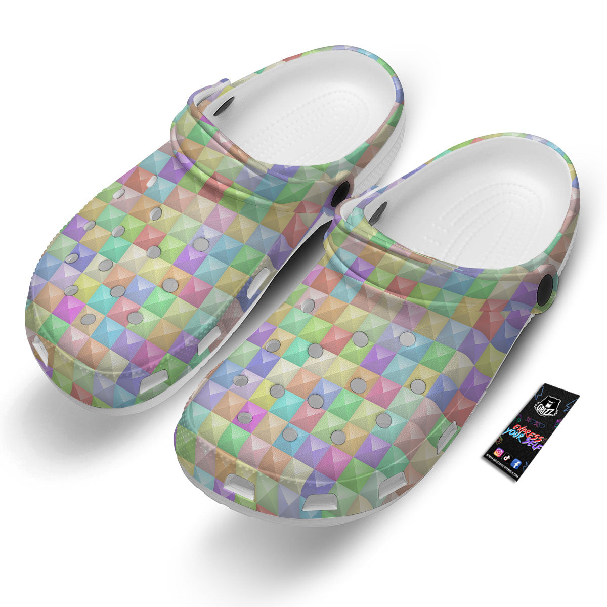 Geometric Polygonal Colorful Print Clog-grizzshop