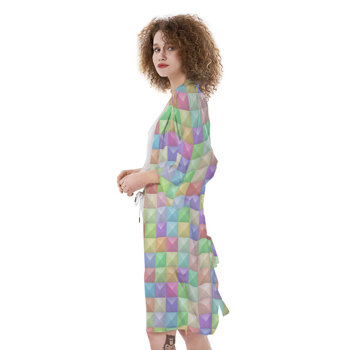 Geometric Polygonal Colorful Print Kimono-grizzshop