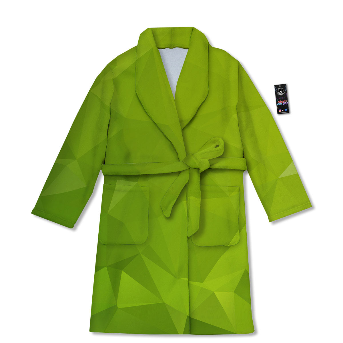 Geometric Polygonal Green Print Bathrobe-grizzshop