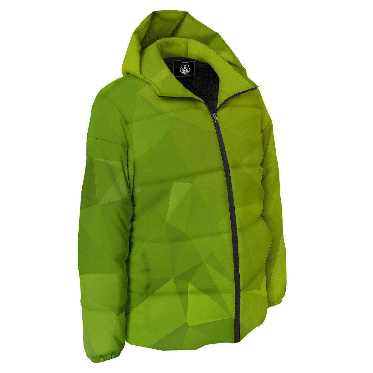 Geometric Polygonal Green Print Down Jacket-grizzshop
