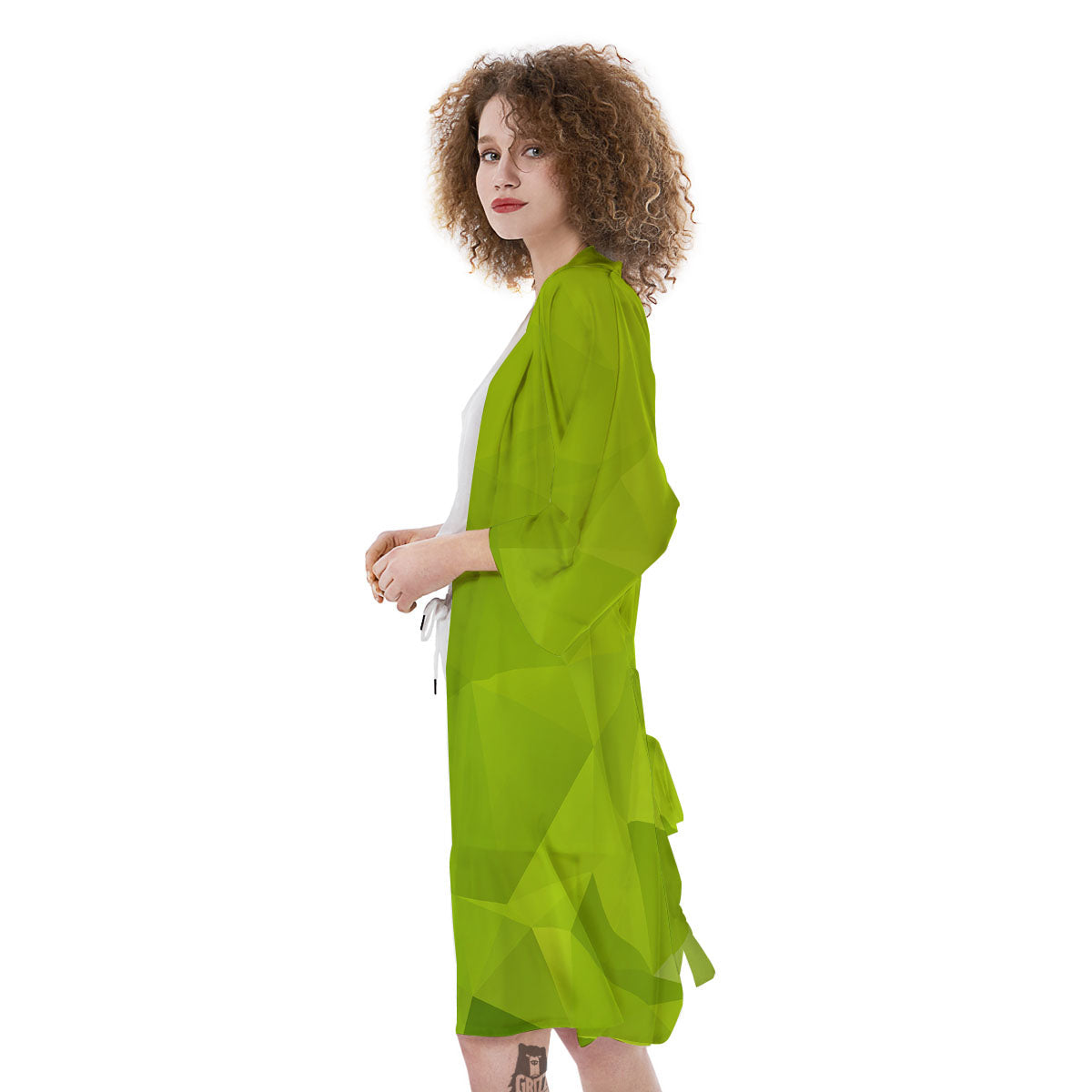Geometric Polygonal Green Print Kimono-grizzshop