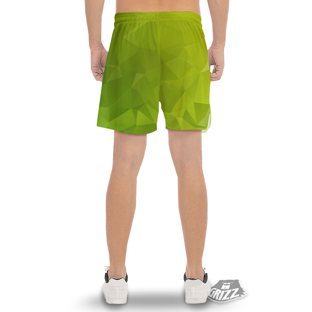 Geometric Polygonal Green Print Men's Gym Shorts-grizzshop