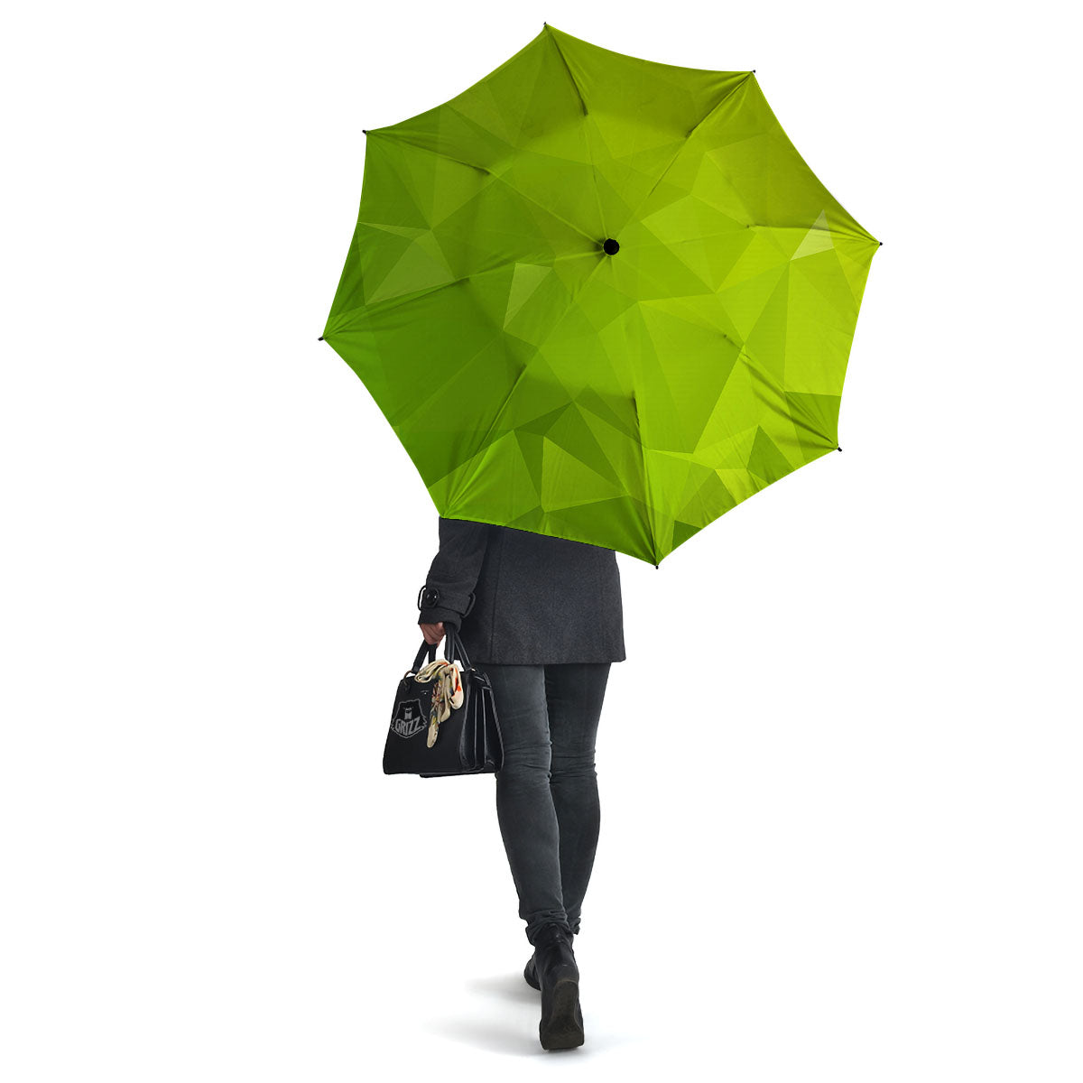 Geometric Polygonal Green Print Umbrella-grizzshop