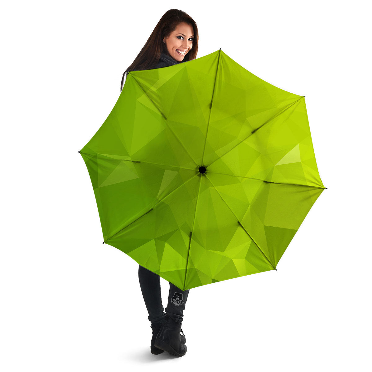 Geometric Polygonal Green Print Umbrella-grizzshop