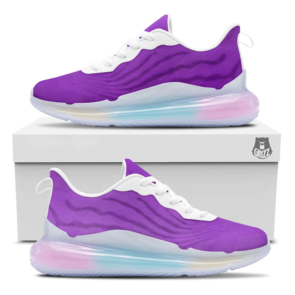 Geometric Polygonal Purple Print Running Sneakers-grizzshop
