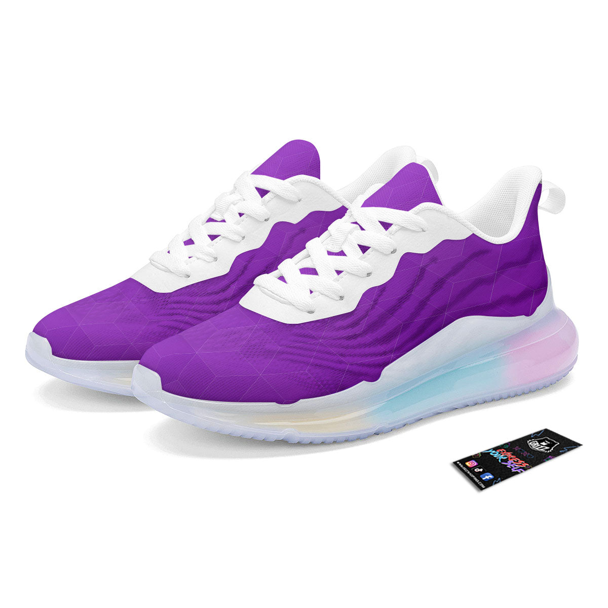 Geometric Polygonal Purple Print Running Sneakers-grizzshop