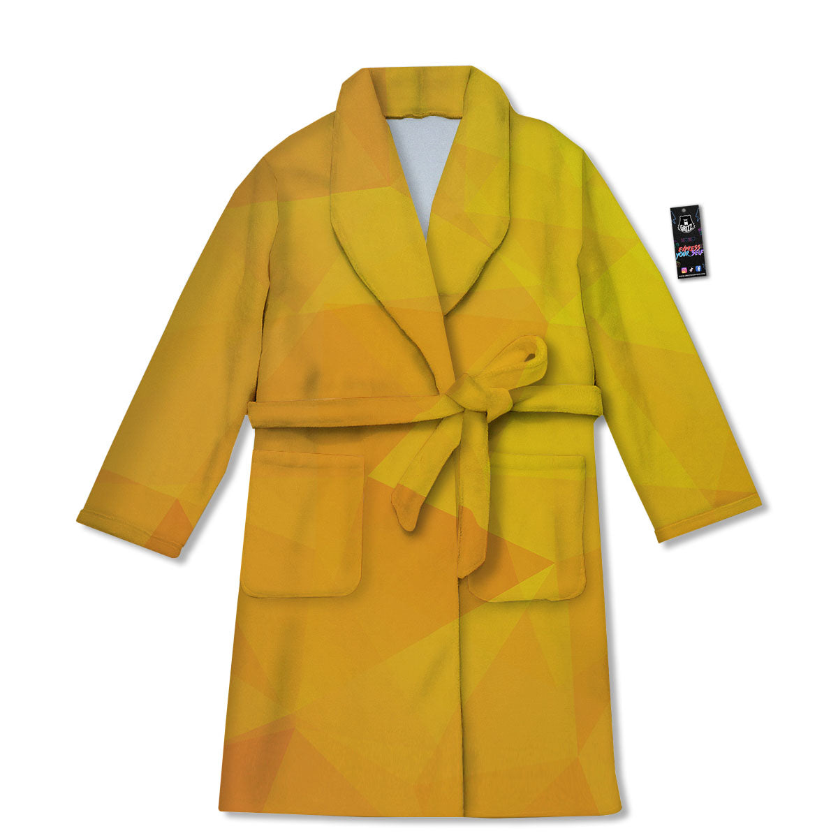 Geometric Polygonal Yellow Print Bathrobe-grizzshop