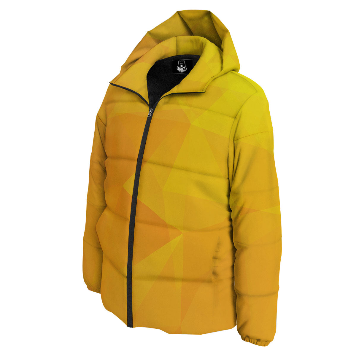 Geometric Polygonal Yellow Print Down Jacket-grizzshop