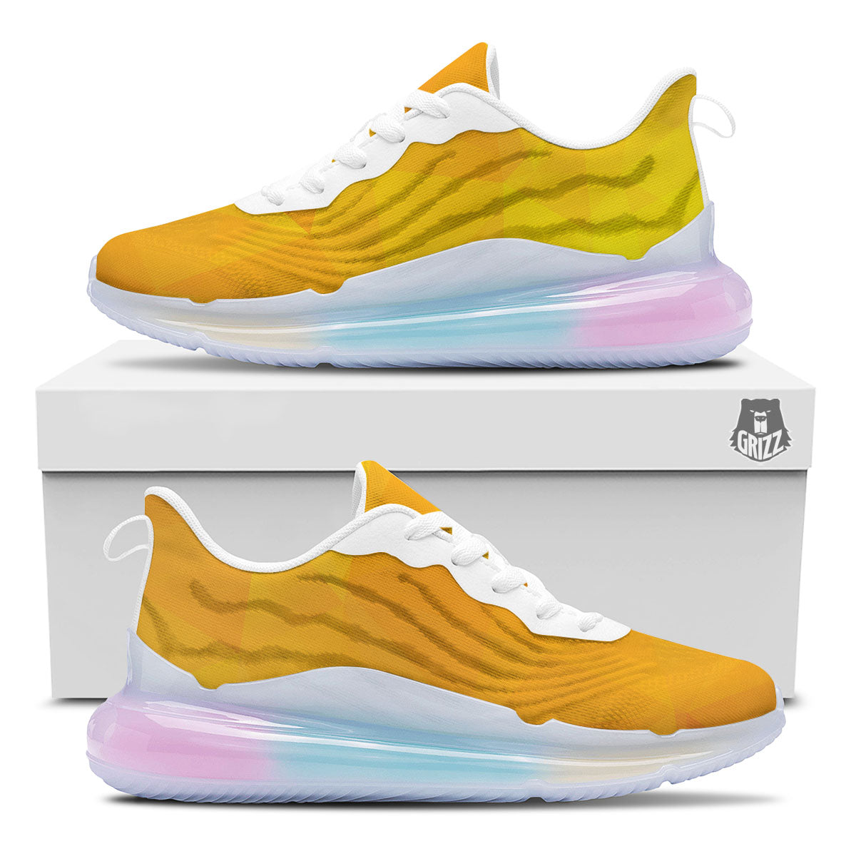 Geometric Polygonal Yellow Print Running Sneakers-grizzshop